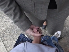 old bitch outdoors has sex