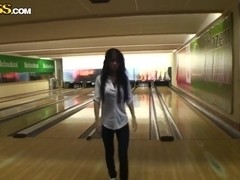This hottie lost me bowling challenge and needs to suck my dick