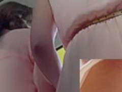 Amature upskirt with slender girl in light dress