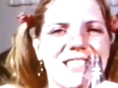 Vintage pigtails Teen fucking Bottle and 70s afro guy