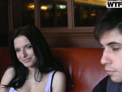 Horny brunette Lily is fucked  in toilet