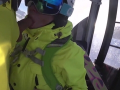 4K Public cumshot on mouth in ski lift Part 1, 2