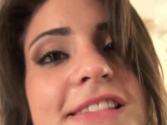 Adorable young Cara Swank plays with huge dildo