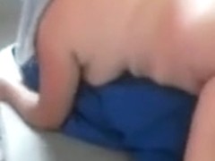 Submissive amateur BBW white wife is blindfolded with towels