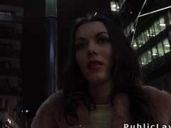 Perfect brunette picked up in public