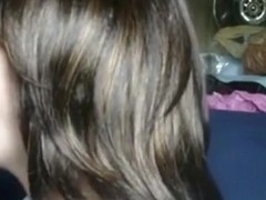 Brunette deepthroats her bf and loses alot of spit