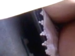 On the bus, sitting up close