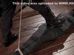 Ebony in chair bondage anal hooked