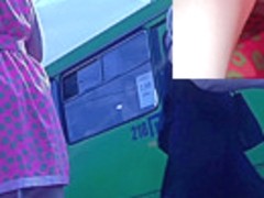 Amateur upskirt porn video was filmed in public