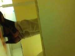 Nothing but legs in heeled shoes on toilet pissing movie