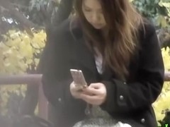 Lovely Japanese girl has her skirt lifted in public