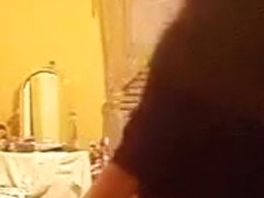 Delightful friendwn skin sweetheart wears tight clothes to tease me