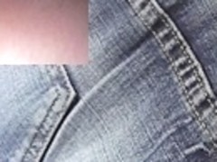 Erotic jeans up petticoat on the transport