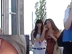 Eye-catching hose upskirt