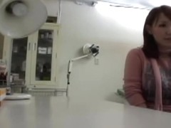 Pervy Japanese gyno loves squeezing his patient.s boobies