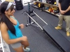 Ebony gym instructress pawns her twat and banged for money