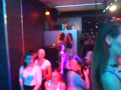 Nude babes are working in the night club and amusing people while touching on the stage