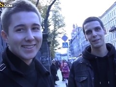 Two beautiful girls have sex with one man