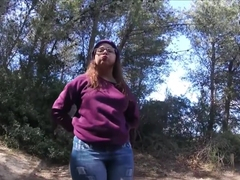 Cute teen leggins walk , piss , groping POV