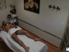 Allanah massages this guy and makes him a blowjob