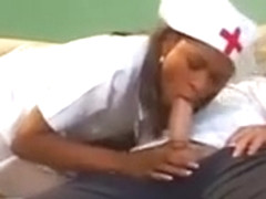 Naughty Ebony Nurse Riding A Cock