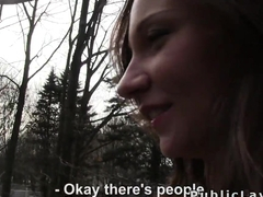 French amateur babe flashing for cash