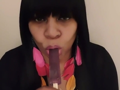 Grape Popsicle Sucking and Licking