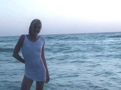 Super Skinny Blonde Playing Naked in the Gulf of Mexico - SpringbreakLife